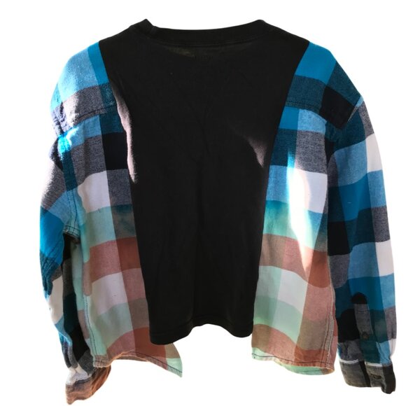 Upcycled Oversized Astronaut Graphic T-Shirt Child’s Size 4-8: Reworked Flannel - Picture 6 of 10